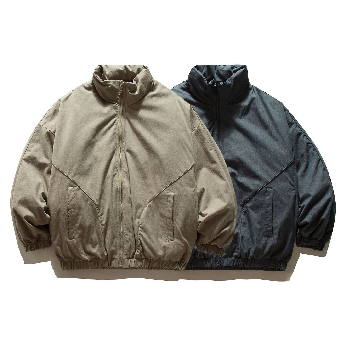 Silhouette White Duck Down  Zipper  Stand Collar  Puffer  Down Jacket