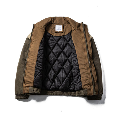 Loose Casual Zipper Color-blocked Large Pocket Warm Cotton Coat