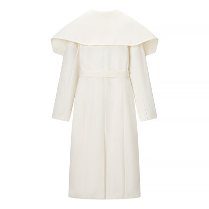 Collar long sleeved single breasted solid color trench coat for women