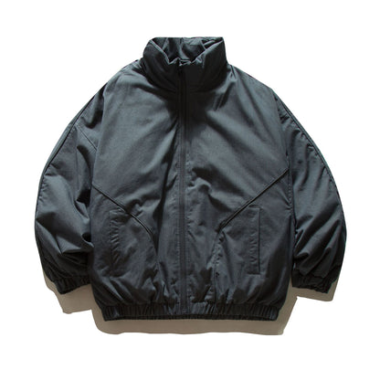 Silhouette White Duck Down  Zipper  Stand Collar  Puffer  Down Jacket