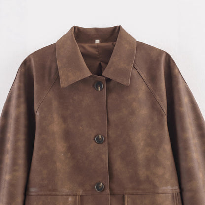 Long sleeved single breasted two tone jacket for women