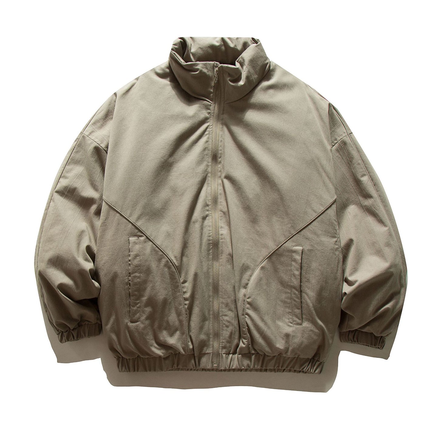 Silhouette White Duck Down  Zipper  Stand Collar  Puffer  Down Jacket