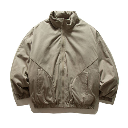 Silhouette White Duck Down  Zipper  Stand Collar  Puffer  Down Jacket