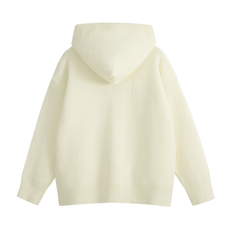 Casual Vintage  Hooded Half-Button Knit Sweater