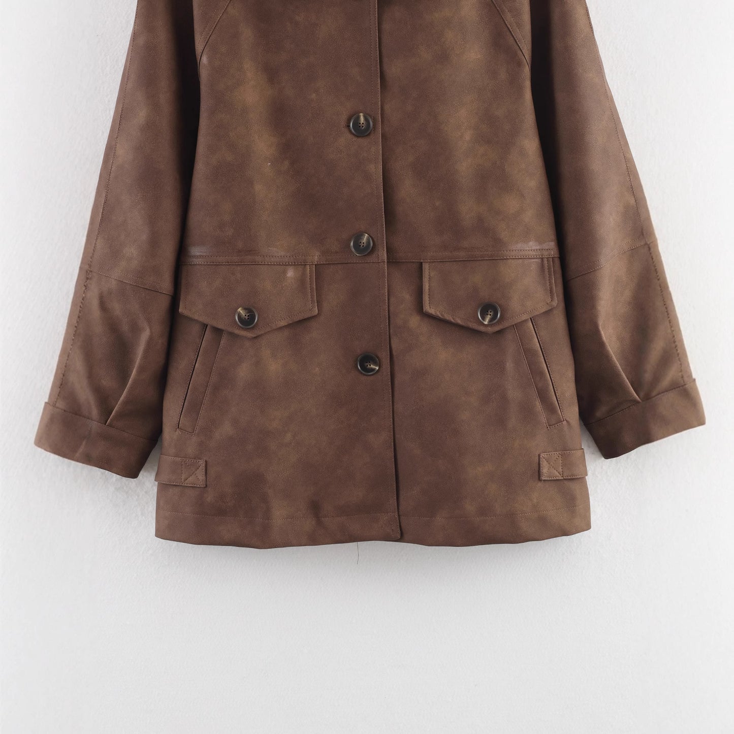 Long sleeved single breasted two tone jacket for women