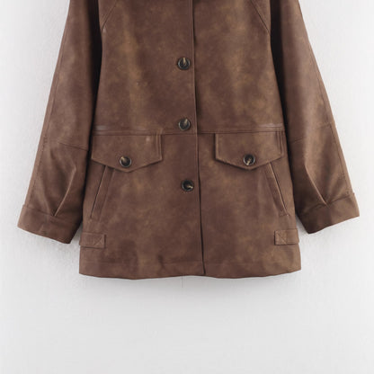 Long sleeved single breasted two tone jacket for women