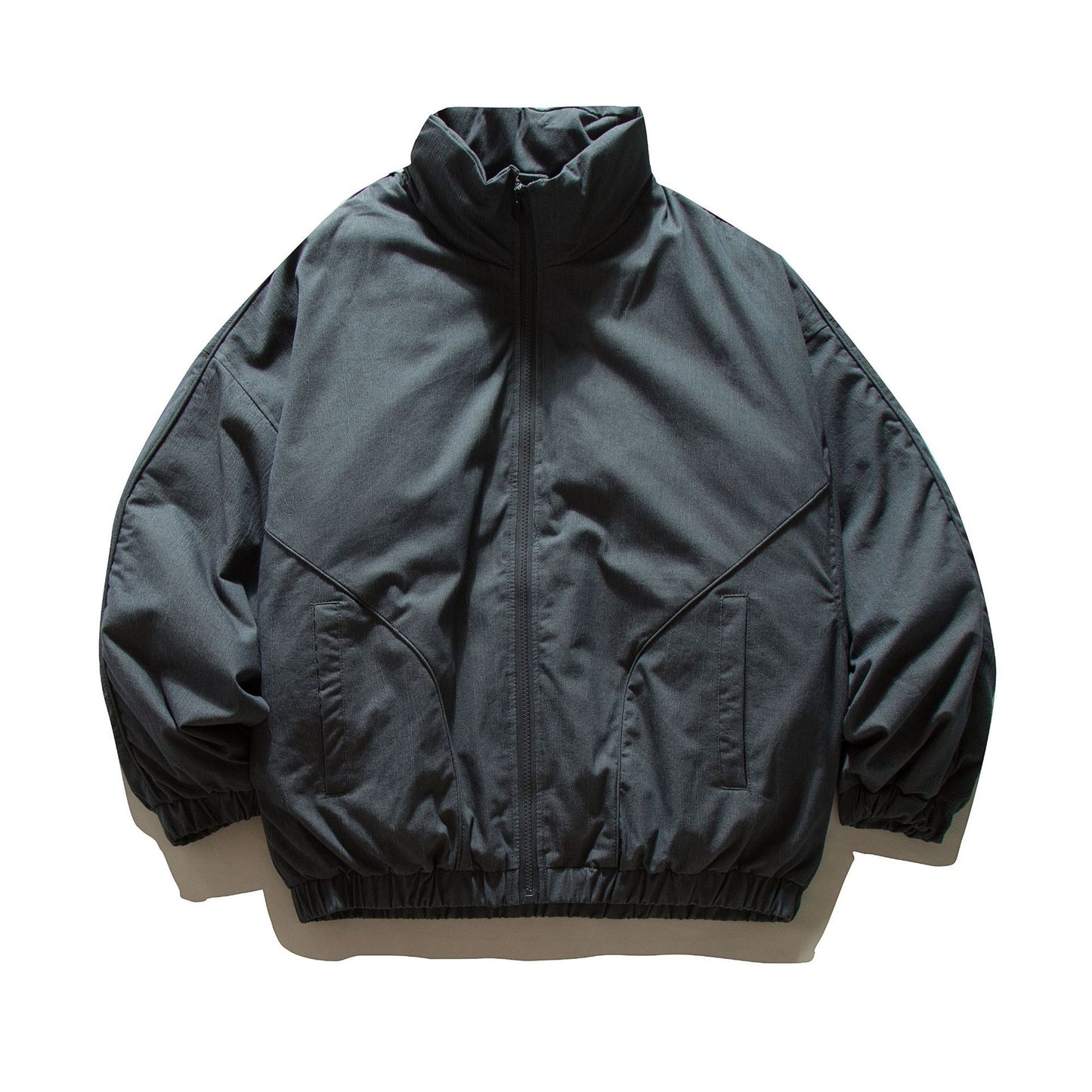 Silhouette White Duck Down  Zipper  Stand Collar  Puffer  Down Jacket